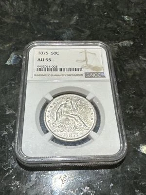 1875 S NGC AU55 Seated Liberty Half Dollar - Image 1 of 4