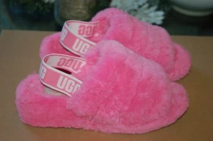 UGG Fluff Yeah DAMEN SLIPPER KEILABSATZ SLIDE PINK ROSE 6 ECHTES LAMMFELL 1095119 - Bild 1 von 5