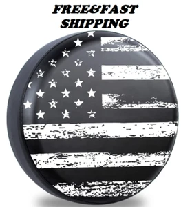 18" American Flag Spare Tire Cover Fit Jeep Wrangler Rv SUV Truck Travel Trailer - Picture 1 of 6