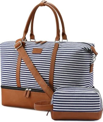 Sucipi Reisetasche Damen Weekender Damen Groß Canvas PU-Leder Handgepäck Tasche