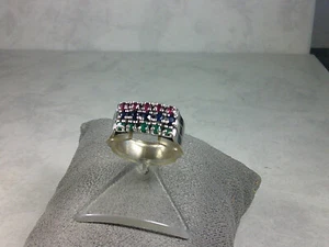 D38-26/ eleganter Ring WG 585 Saphir, Rubin, Smaragd Vorsteckring Gr. ca. 56 - Bild 1 von 6