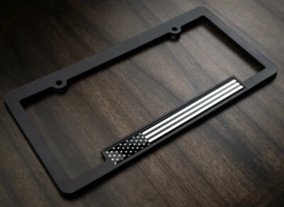  American Flag License Plate Frame Blackout Edition 3D Domed American Patriot - Image 1 of 4
