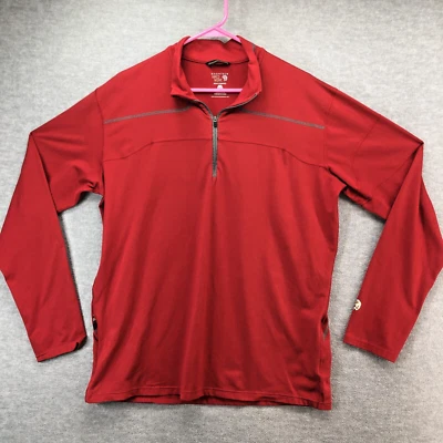 Camisa Pullover Mountain Hardware 1/4 Cremallera Para Hombres XL Capa Base Elastizada Jersey Rojo Foto 1 de 4