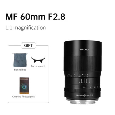7artisans 60mm F2.8 APS-C Manual Macro Lens For Fuji FX/ Sony E /Canon EOS-M - Image 1 of 4
