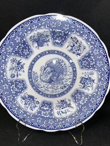 Spode Blue Festival~(1)~ 10.5" Dinner Plate~Turkey and Flower Baskets~Perfect - Picture 1 of 5