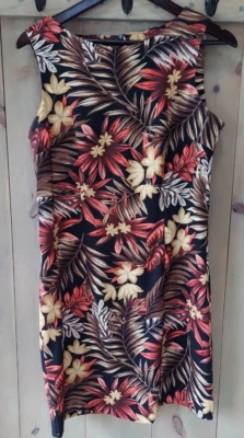 Vestido vaina AGB para mujer multicolor tropical sin mangas hasta la rodilla talla 10 Foto 1 de 4