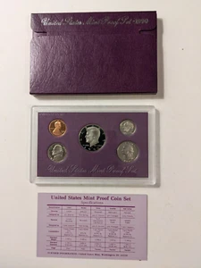 1990-S U.S. MINT PROOF SET Original Box And Certificate of Authenticity 5 coins - Picture 1 of 7