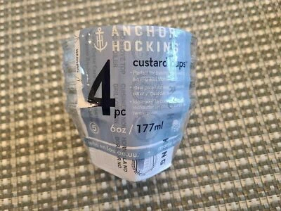ANCHOR HOCKING~Set of 4~6 Fluid Oz. Glass Custard Cups~Bowls~Clear - NEW- - Image 1 of 2