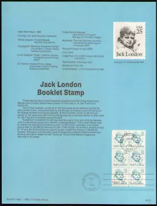 US. SP740. 2197a. 25c. Jack London. Great Americans. Souvenir Pages. 1988 - Picture 1 of 1