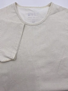 BYLT Shirt Mens Small White Polka Dot Drop Cut S/S Lux Premium Basics Tee NWT - Picture 1 of 8