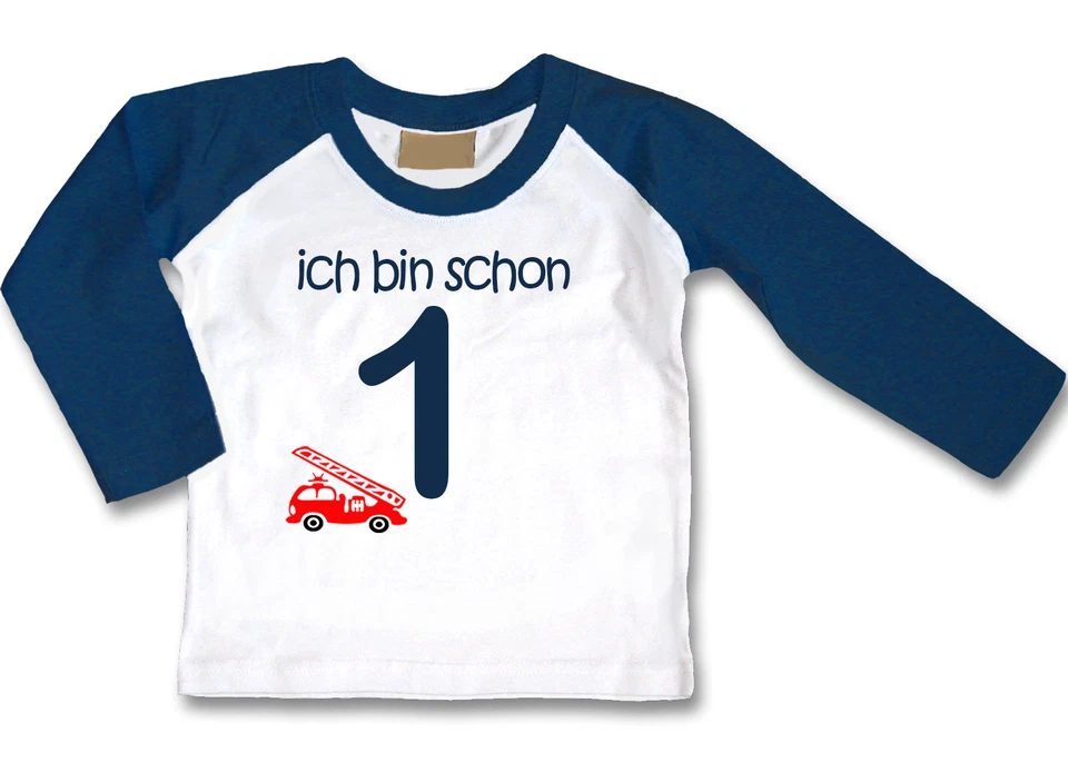 LITTLE BEE LA Geburtstagsshirt ich bin schon 1 WAHL Motiv Wunschname Weiß/Dunkelblau NEU