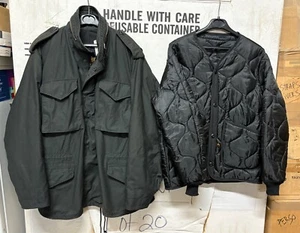 ORIGINAL US ALPHA INDUSTRIES M65 FELDJACKE MIT INNENFUTTER MADE IN USA SCHWARZ MED REG - Bild 1 von 7