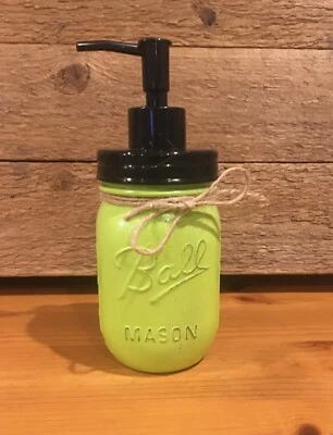 Painted Mason Jar Soap Pump Dispenser Loation Pump Vase Tooth Brush Holder - Image 1 of 4