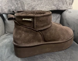 Bearpaw Shalini Platform DARK BROWN Suede Ankle Boots Women's Size 10 NEW - Picture 1 of 10