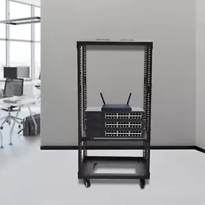 18U 18.5" 4 Post Open Frame Network Server Rack Adjustable Partition 0-31.5'' US - Picture 1 of 16
