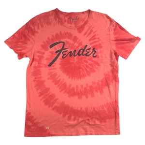 Lucky Brand Fender Logo rotes T-Shirt Batik Gitarre Grafik Tee Gr. L - Bild 1 von 5