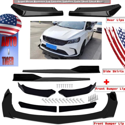 For Kia K5 Forte Front Bumper Lip Spoiler Splitter Body Kit+Side Skirts - Image 1 of 4