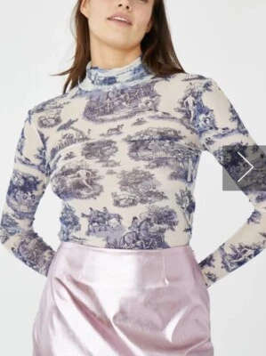 165 Rachel Antonoff Toile Lillian cuello alto en hombre caza XS Foto 1 de 4