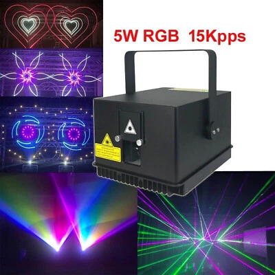 5W 15K RGB ILDA animation laser light sound AUTO DMX DJ stage light full color - Image 1 of 4