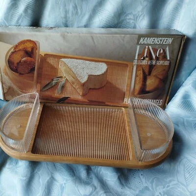 Holz Servier Set mit Tablett 2 Schalen Platte Kunststoff für Dips Saucen Snacks - Bild 1 von 4