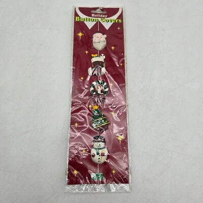 Vintage New Creatice NCE Holiday Christmas Button Covers 1994 Santa Ugly Sweater - Image 1 of 4