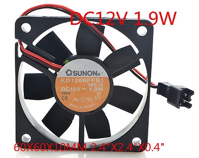 SUNON Cooling Fan 6010 12V 1.9W KD1206PFB1 6CM 60x 60x10mm 2.4"x2.4"x0.4" - Image 1 of 3
