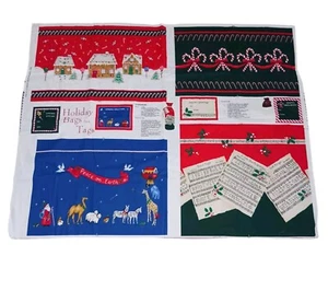 Fabric Traditions Holiday Bags and Tags Fabric Panel makes four gift bags w/ tag - Picture 1 of 10