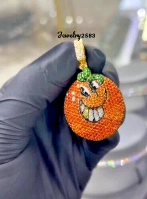 Colgante de plata 925 esmaltado a medida de circonita cúbica multicolor de 1,99 quilates para hombre Foto 1 de 4