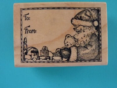 Etiqueta de regalo de Papá Noel a/desde sello de goma DELAFIELD Foto 1 de 2