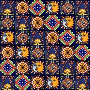 100 Mexican Talavera Hand Made Ceramic Tiles 4" Assorted Designs F90 - Picture 1 of 6