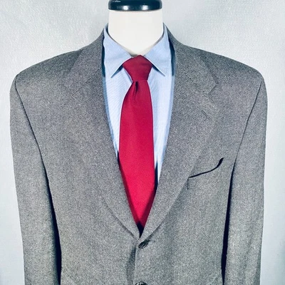 Blazer Vintage Ralph Lauren Para Hombres 46L Gris Lana 3 Botones Abrigo Deportivo Chaqueta Unión Foto 1 de 4