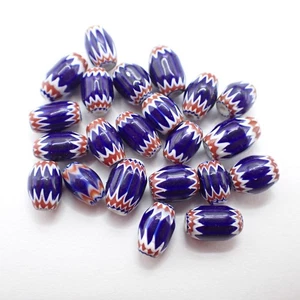 23 pcs small 6 layer VENETIAN CHEVRON GLASS trade beads authentic vintage estate - Picture 1 of 5