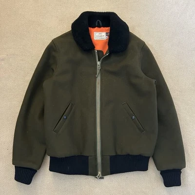 Dehen 1920 Flyers Club Loden Melton Wool Bomber Mouton Collar Jacket Medium - Image 1 of 4