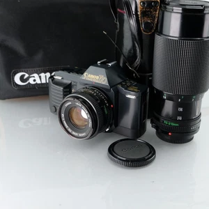 Canon T70 35mm SLR Film Camera + 50mm f/1.8 Lens & 70-210mm f/4 FD Mount Kit - Picture 1 of 20