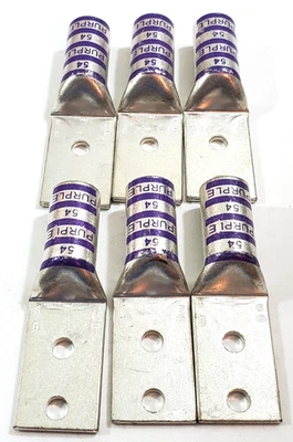 Lot of 6 Thomas Betts 54817BE Two Hole 4/0 AWG Crimp Lugs 1/4" Hole 600 Volt - Image 1 of 4