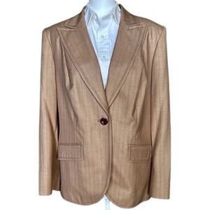 AMANDA SMITH Woman Tan w/ Maroon Pinstripe Suit Jacket Blazer sz 16W NWT $218 - Picture 1 of 10
