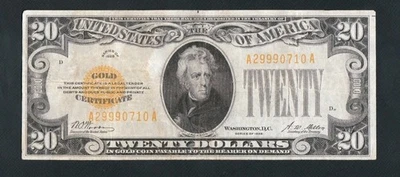 BEAUTIFUL RARE 1928 $20 GOLD NOTE! NO PINHOLES OR TEARS  - Image 1 of 2