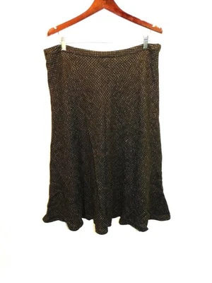 Jones New York Talla 16 Marrón Oscuro Tweed Línea A Falda Cremallera Lateral Midi Forrada Foto 1 de 3