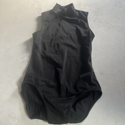 WEISSMAN Mock Neck Sleeveless Leotard MT12070 BLACK Back Zip LC L Child - Image 1 of 4