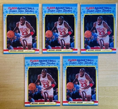 Pegatina Michael Jordan 1988 Fleer Super Star #7 Lote de 5 gemas como nueva sin circular Foto 1 de 4