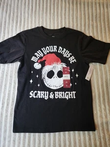 Christmas Tshirt Boys Small 6-7 Jack Skellington Scary & Bright Funny Festive - Picture 1 of 3