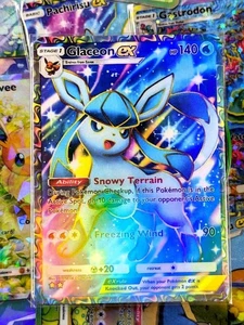 Glaceon ex proxy aplicación de tarjeta de bolsillo tcg arte completo conjunto de luces triunfantes - Imagen 1 de 3