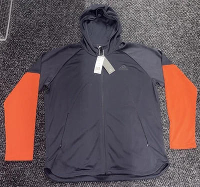 Adidas Sudadera con Capucha Hombre XL Naranja Cremallera Completa DH9071 Gris Ropa Activa Correr Al Aire Libre Foto 1 de 4