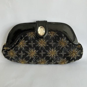 BUTLER & WILSON Clutch Tasche stark Perlen schwarz gold Sterne Kettenriemen PVC - Bild 1 von 12