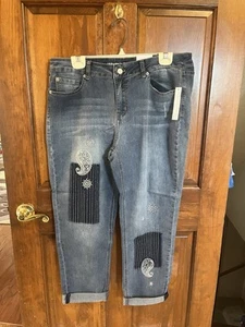 NWT Westport Jeans Womens Size 14 Signature Fit Boyfriend Mid-Rise Blue Stretch - Picture 1 of 14