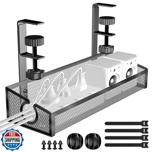 Under Desk Cable Management Tray Black, No Drill Organizer With Clamp for Wir - Picture 1 of 5