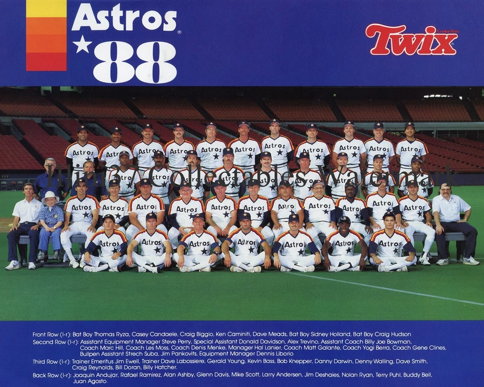 1988 HOUSTON ASTROS BASEBALL 8X10 TEAM PHOTO BIGGIO ANDUJAR NOLAN RYAN BELL - Image 1 of 1