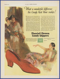 Vintage 1927 DANIEL GREEN Comfy Slippers Women's House Shoes 1920's Print Ad - Picture 1 of 1