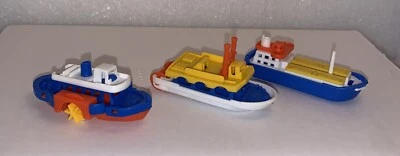 Vintage BRUDER TOY Lot of 3 Mini Plastic Toy Boats Ferry River Barge W. Germany - Image 1 of 4