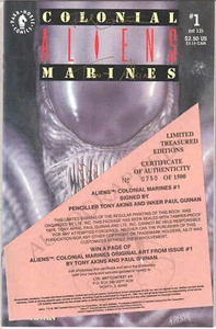 Aliens Colonial Marines #1 1993 signiert von Tony Akins & Paul Guinan COA 750 - Bild 1 von 2